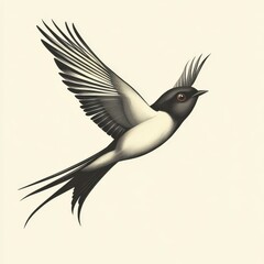 Obraz premium Elegant bird soaring through the sky with outstretched wings during a bright day in a serene setting