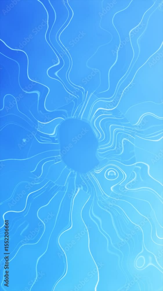 Poster an abstract art piece features a heart shape surrounded by flowing lines in various blue tones, crea