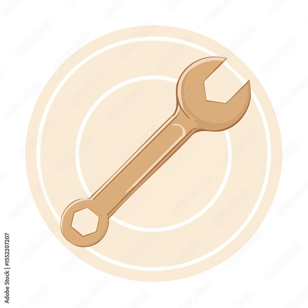 Poster illustration of a wrench tool for repair and service industries. mechanical workshop equipment and e