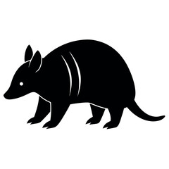 Silhouette of an Armadillo A Striking Black and White Illustration