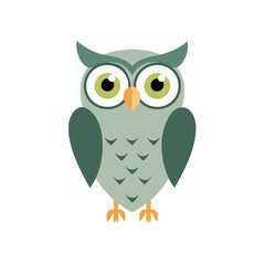 Obraz premium Charming Owl Illustration with Big Eyes and Simple Geometric Design on Black Background For Kids and Education