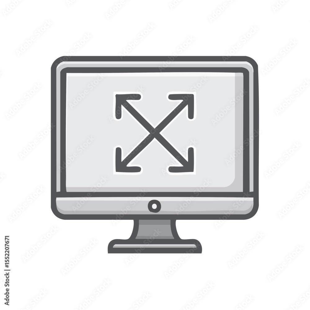 Leinwandbilder Computer Monitor with Expanding Arrows Displaying Full Screen Option or Interface Resize Concept