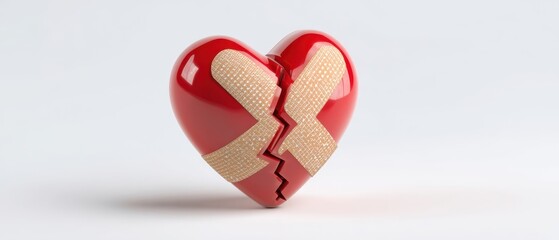 The Broken Heart with Bandages Symbolizing Healing and Recovery