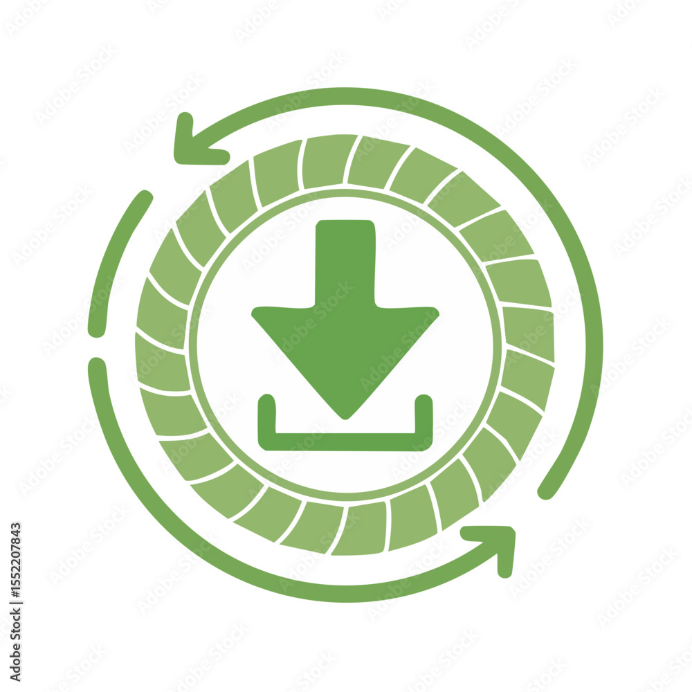 Poster green arrow download icon with circular arrows representing syncing and data transfer processes