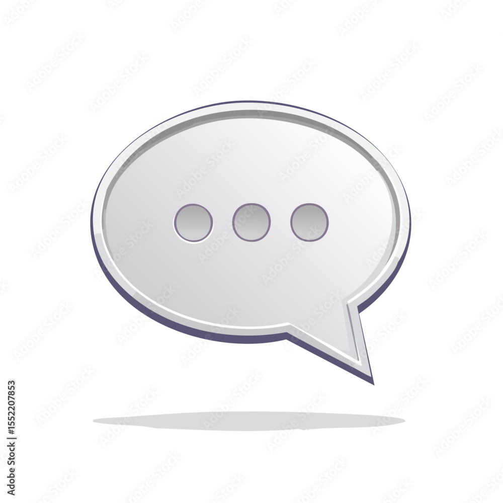 Poster stylized message bubble with ellipsis icon for communication concept in modern design isolated on bl