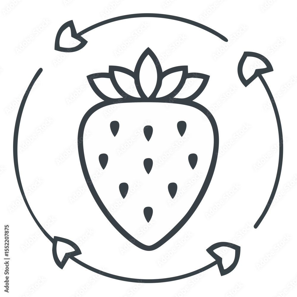 Poster strawberry refresh loop cycle diagram rotation arrow graphic vector
