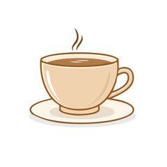 Isolated steaming cup of coffee illustration in cartoon style on black background