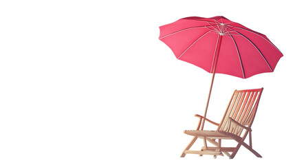 beach chair and umbrella on white background 