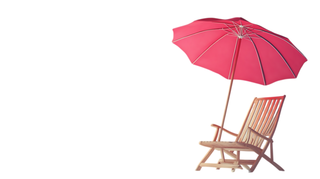beach chair and umbrella on white background 