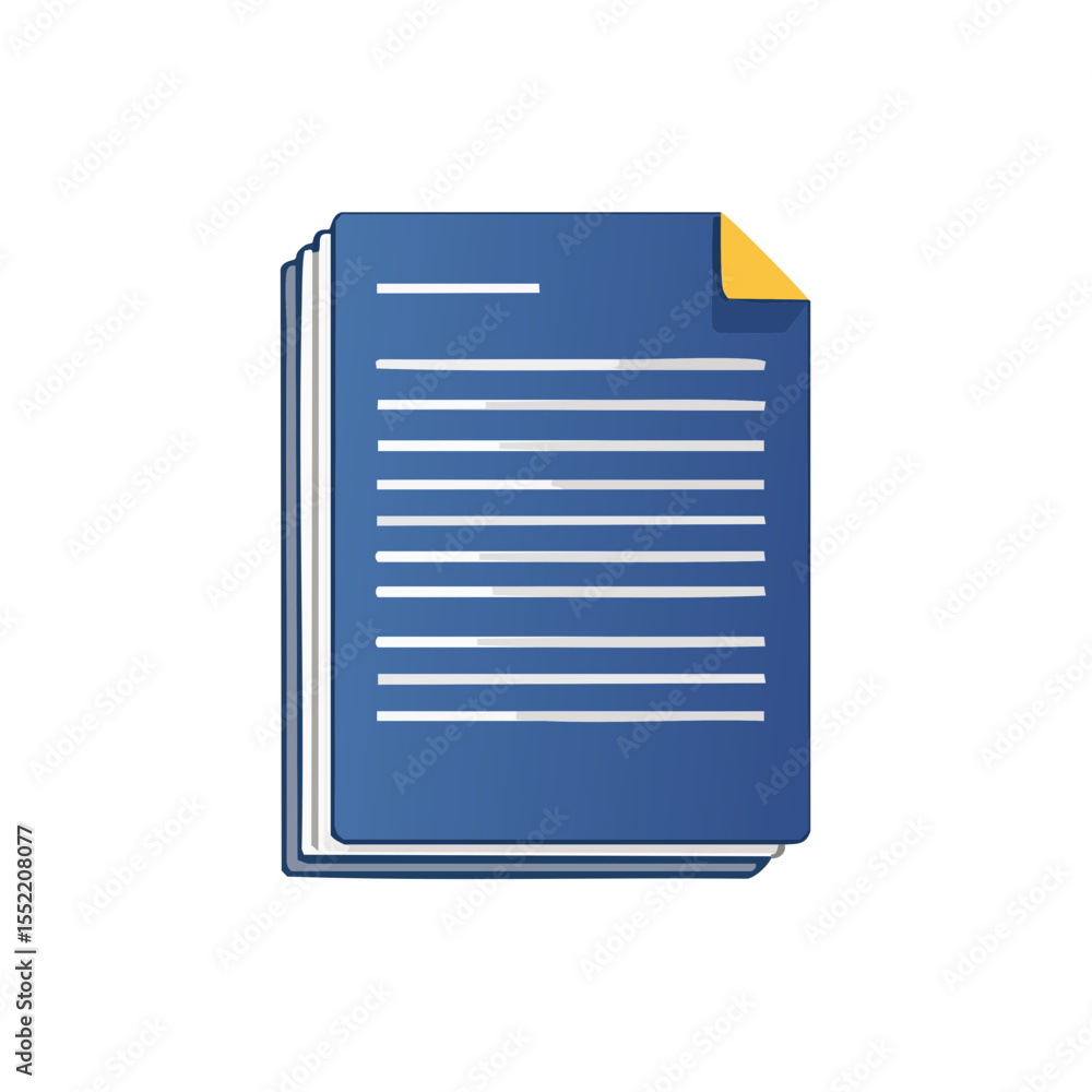 Aufkleber stack of paper document sheets with corner fold illustration for administration or office work, info