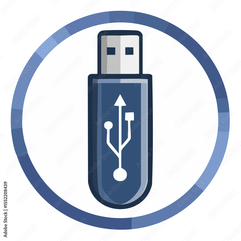 Poster portable usb drive icon digital data storage device graphic element on white background for technolo