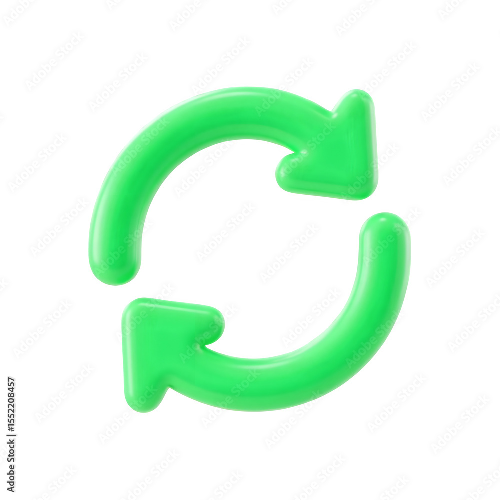 Poster green 3d refresh or recycle arrows symbol isolated on transparent background