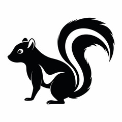Striped Squirrel Silhouette Black and White Mammal Illustration