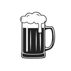 Stylized Beer Mug Overflowing with Foam Isolated on Black Background Fresh Refreshing Pint
