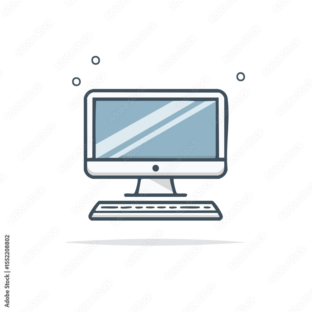 Leinwandbilder Desktop Computer Monitor and Keyboard Vector Illustration with Floating Design Concept on Black Background for Workspace or Office Decor