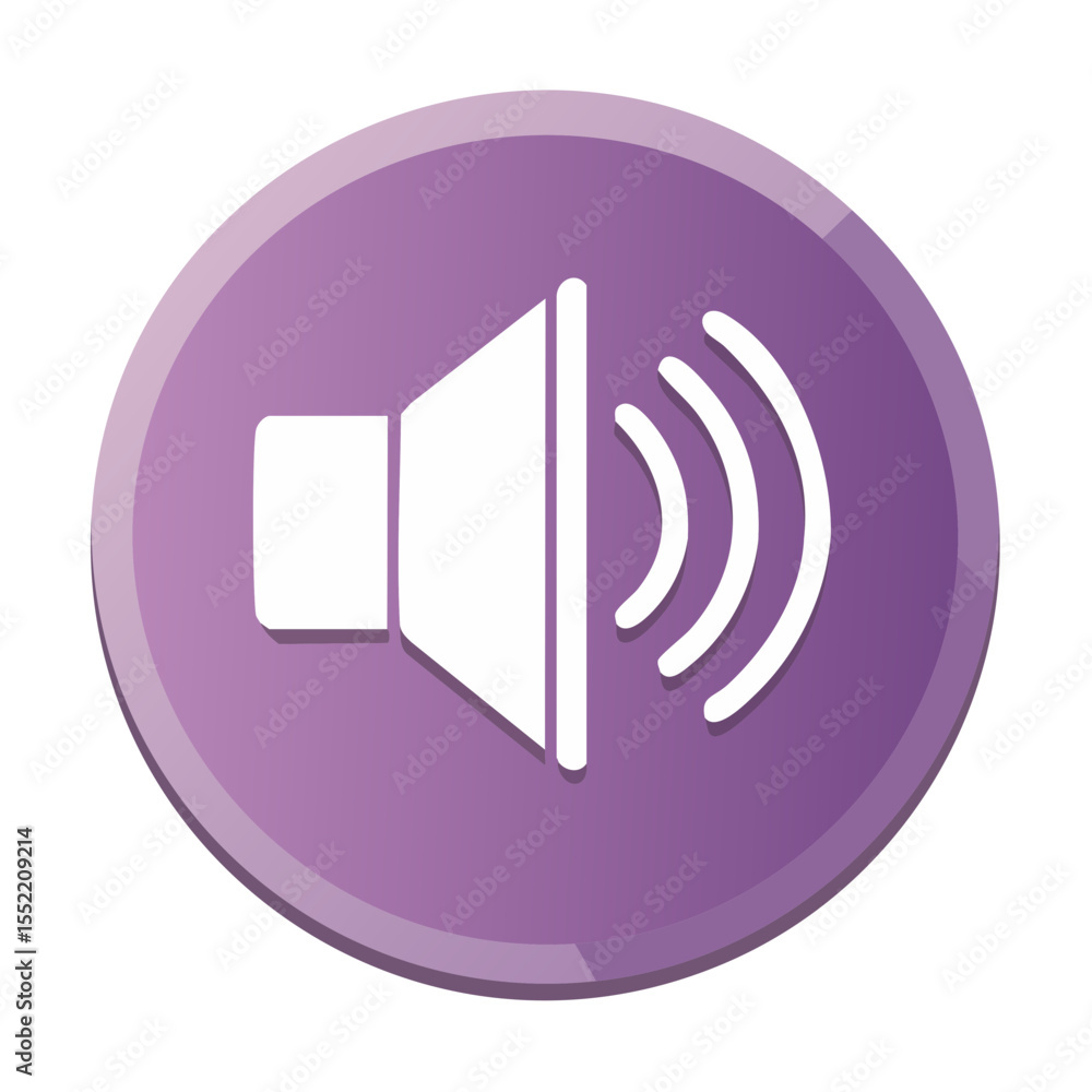Poster audio volume icon with sound waves on rounded button indicates broadcasting audio symbol sound sign 