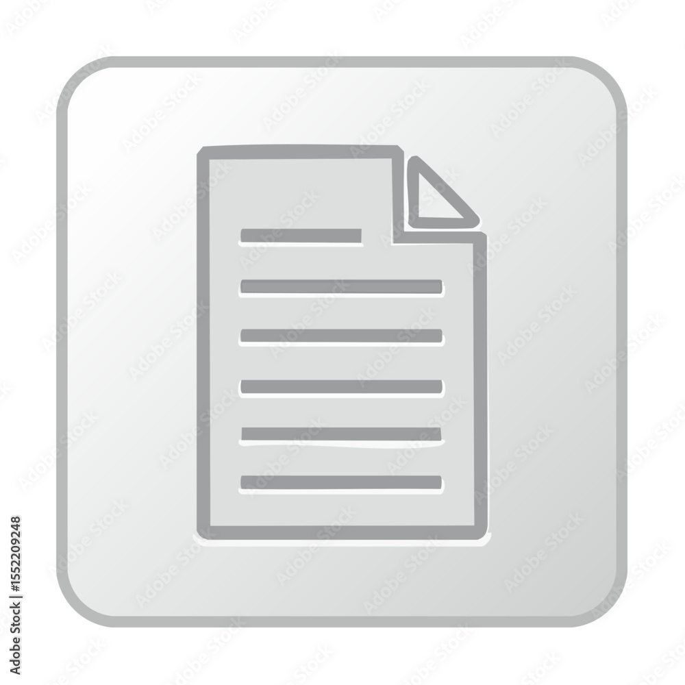 Fototapete document icon on grey button for website or application design, information template