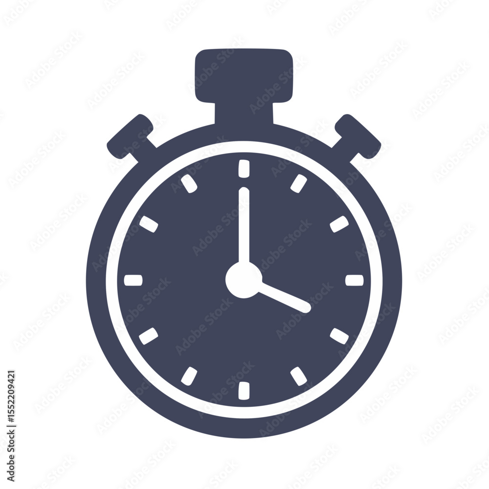 Poster stopwatch clock icon timing device timekeeping instrument measurement of duration deadline project t
