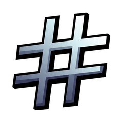 Fototapeta premium Silver Hashtag Symbol Illustration on Black Background for Social Media Networking