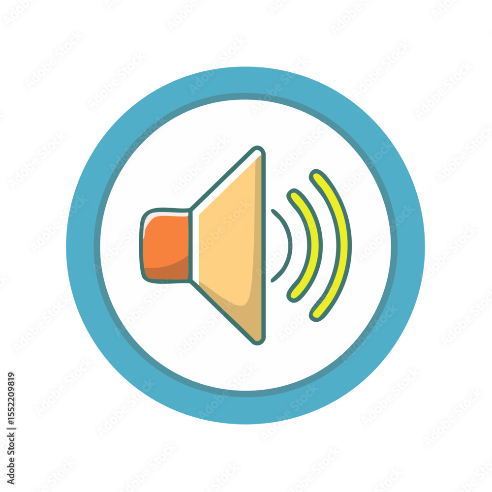 Poster speaker icon with sound waves loudness volume representation in audio visual communication