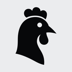 Silhouette chicken head logo farm animal poultry icon Vector illustration