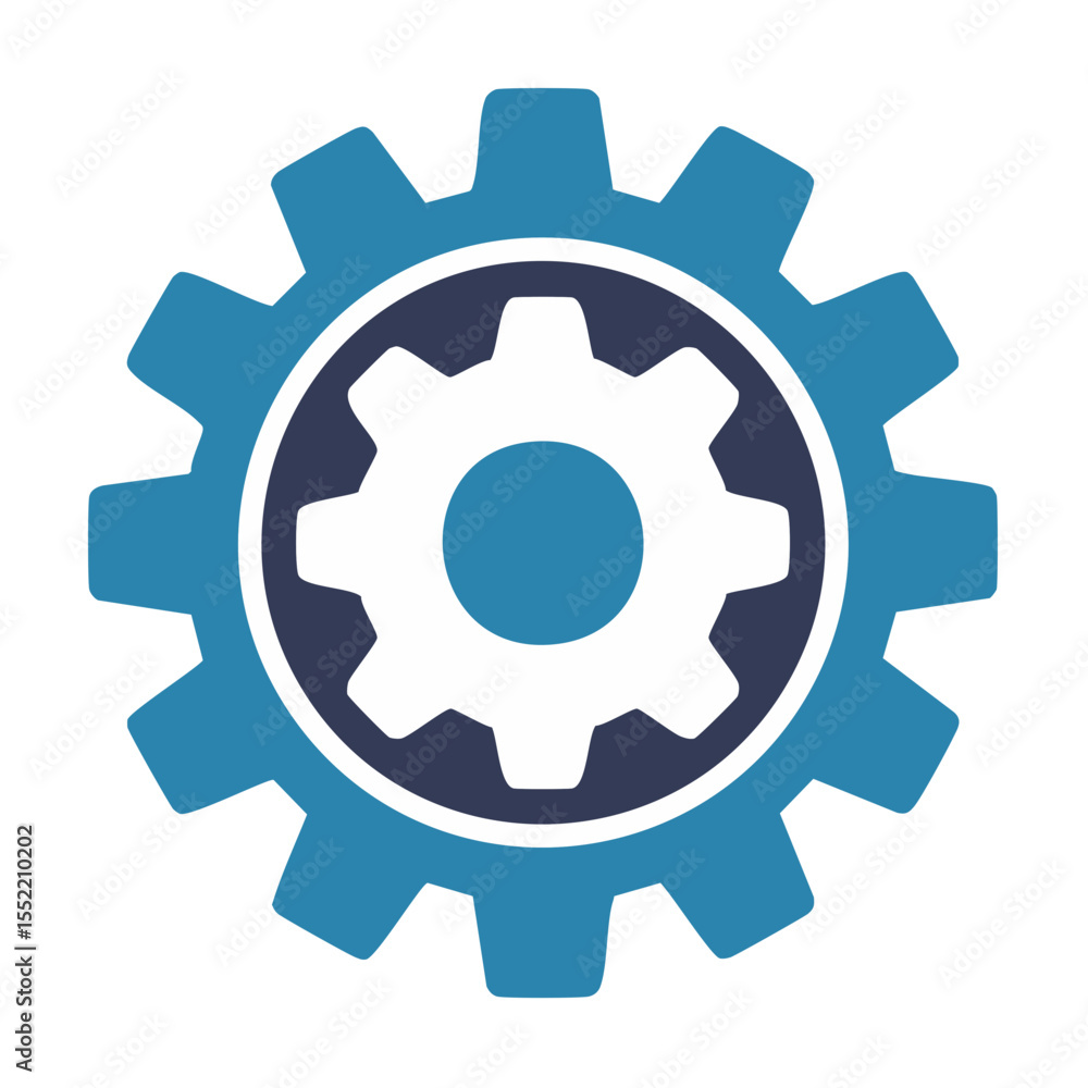 Poster gear mechanism graphic icon depicting machine cogwheel functionality and mechanical engineering prec