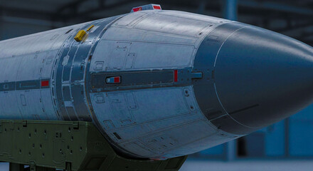 Obraz premium Close-up of a military missile