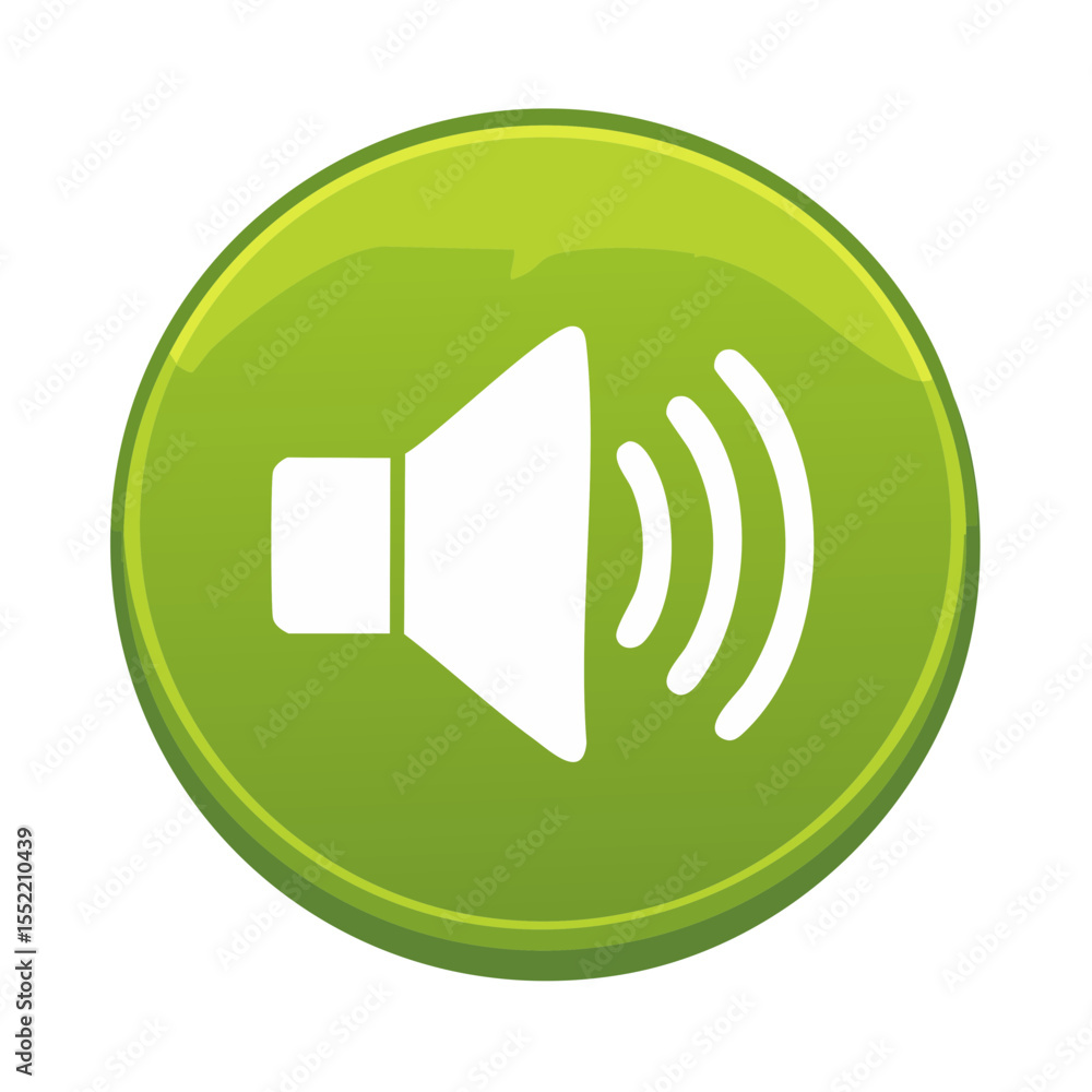 Poster green round button icon representing sound volume symbol on black background
