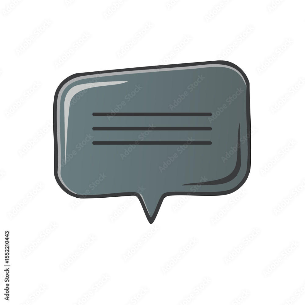 Aufkleber grey speech bubble with text lines isolated on black background communication