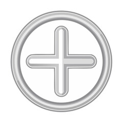 Fototapeta premium Silver Plus Sign in Circle Outline Addition Symbol Medical Aid Button Icon