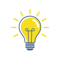 Illustration of a lit lightbulb on a black background symbolizing idea generation and creative thinking