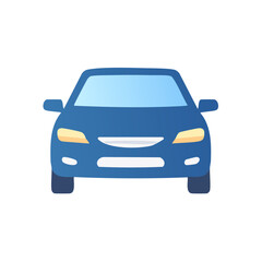 Front view of generic blue car isolated on black background for transportation concept