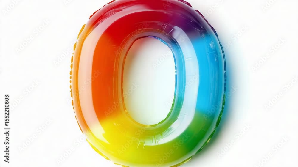 Poster a colorful inflated letter 'o' against a plain white background, ready for use in various creative p