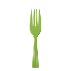 Isolated Single Green Fork on Black Background - Kitchen Utensil Dinnerware