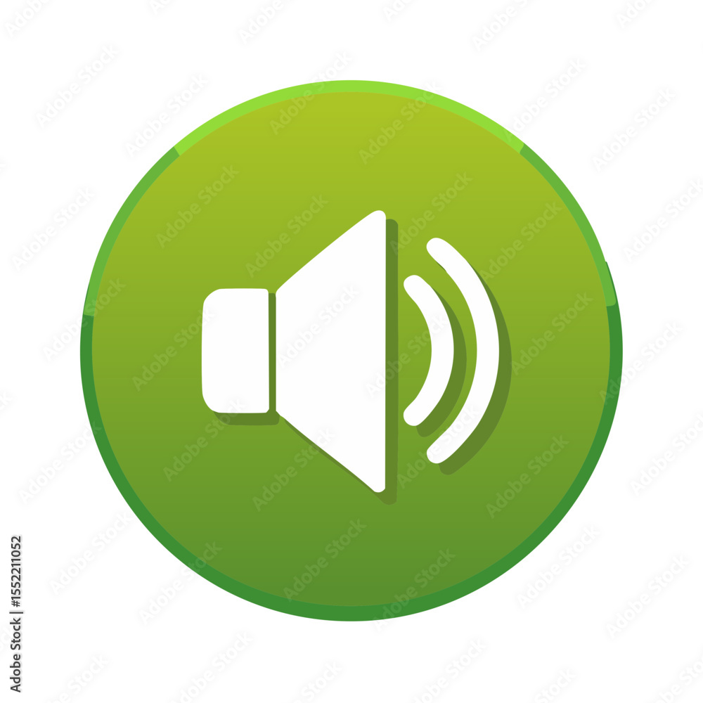 Poster green round sound volume icon illustrating audio output and voice control