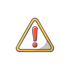 Exclamation Point Warning Sign, Cartoon Style Attention Hazard Icon Graphic, Vector Illustration