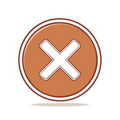 Obraz premium Brown round button with white cross icon indicating a deletion error or close option for a webpage or app interface design
