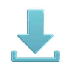 Light Blue download icon with arrow pointing down indicating data transfer on black background