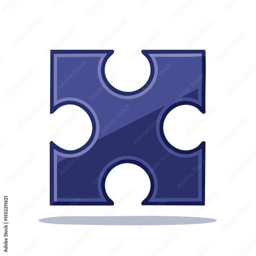 Aufkleber a single puzzle piece with four sockets casting a shadow, isolated on a solid background.