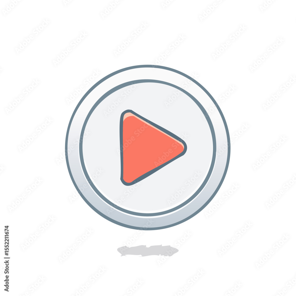 Aufkleber orange play button media control round interface element icon vector illustration
