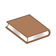 Illustration of closed book brown cover with white pages for reading literature and knowledge on black background education study