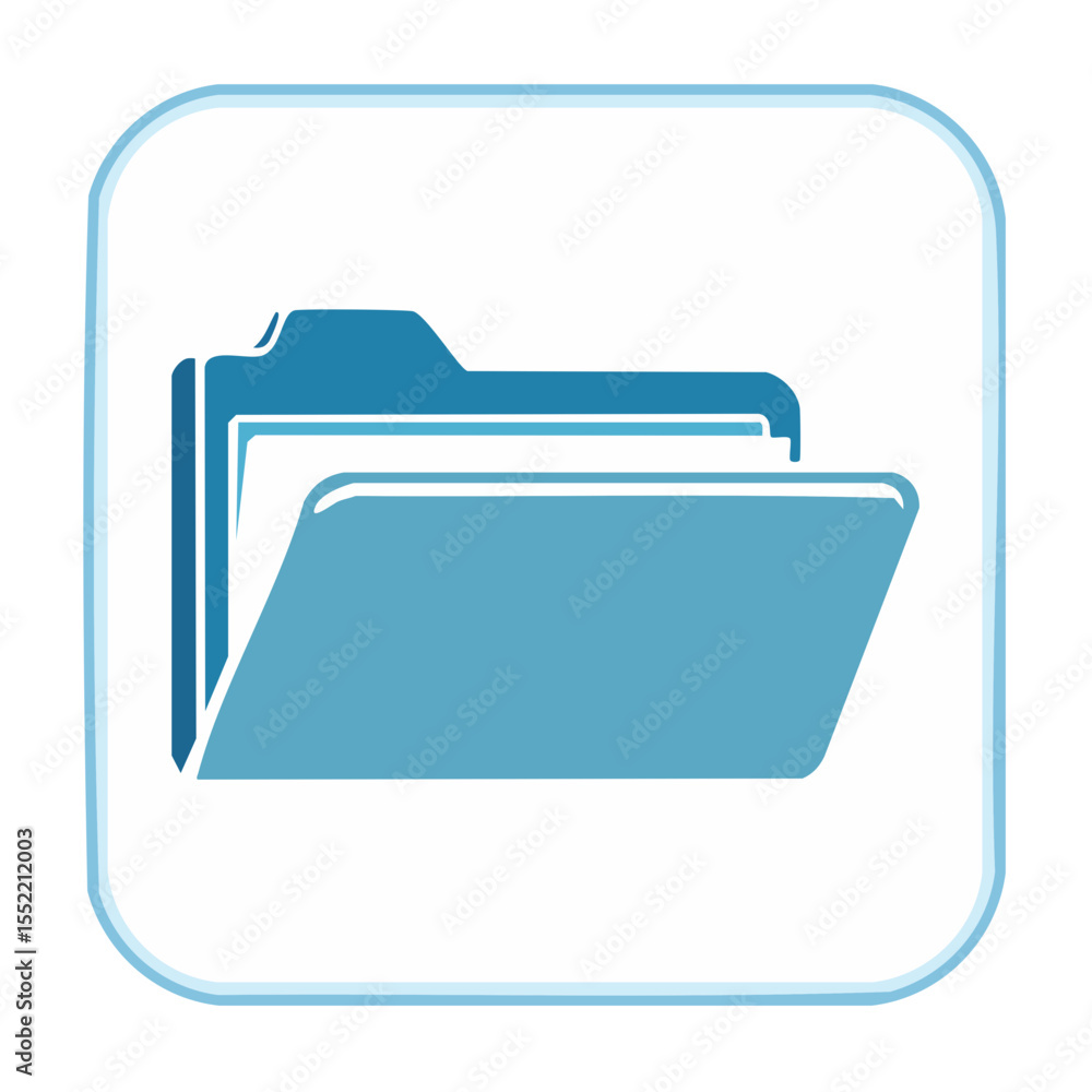 Poster blue document folder illustration on white background for digital management and archive with file o