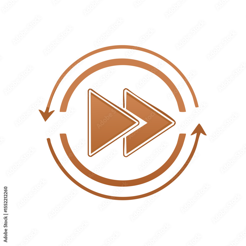 Poster forward repeating arrows illustration on black backdrop representing repeat playback
