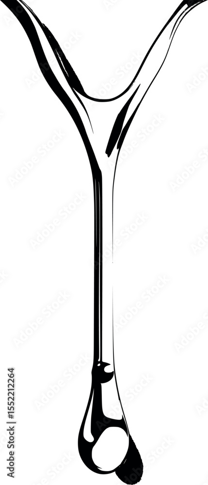 Aufkleber dripping liquid outline vector. one-line abstract shape in minimal black and white style