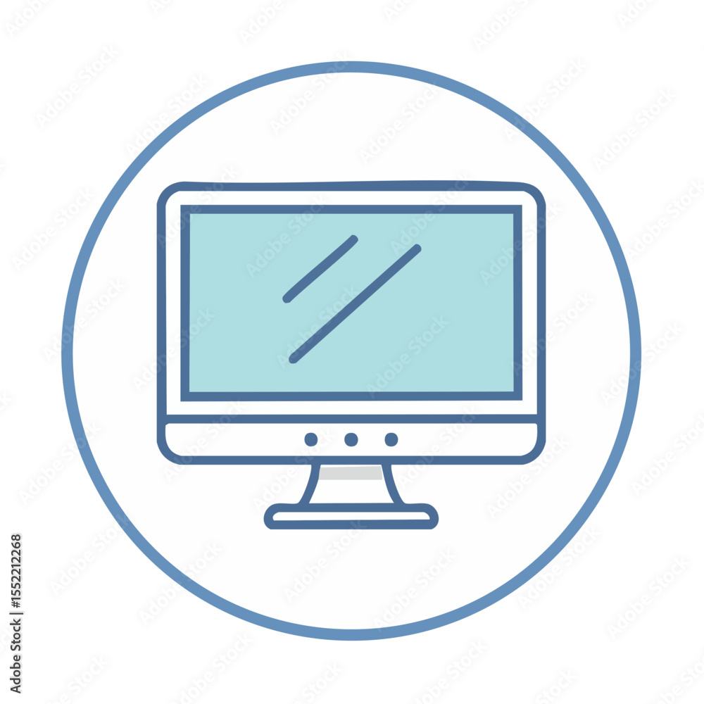 Poster computer screen icon illustration digital technology symbol on white badge for website app and infog