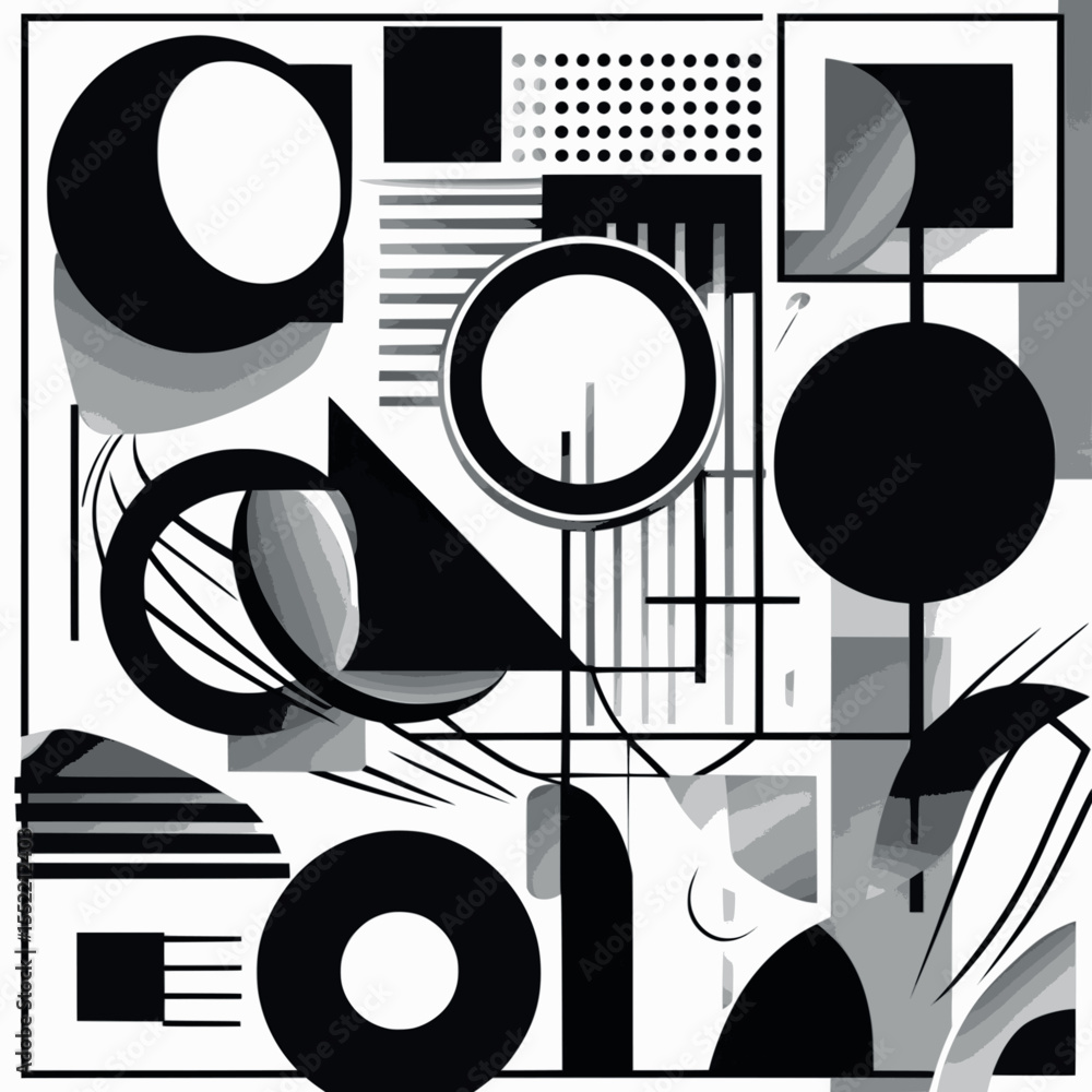 Poster abstract modern outline vector. geometric line art with minimalist dynamic elements.