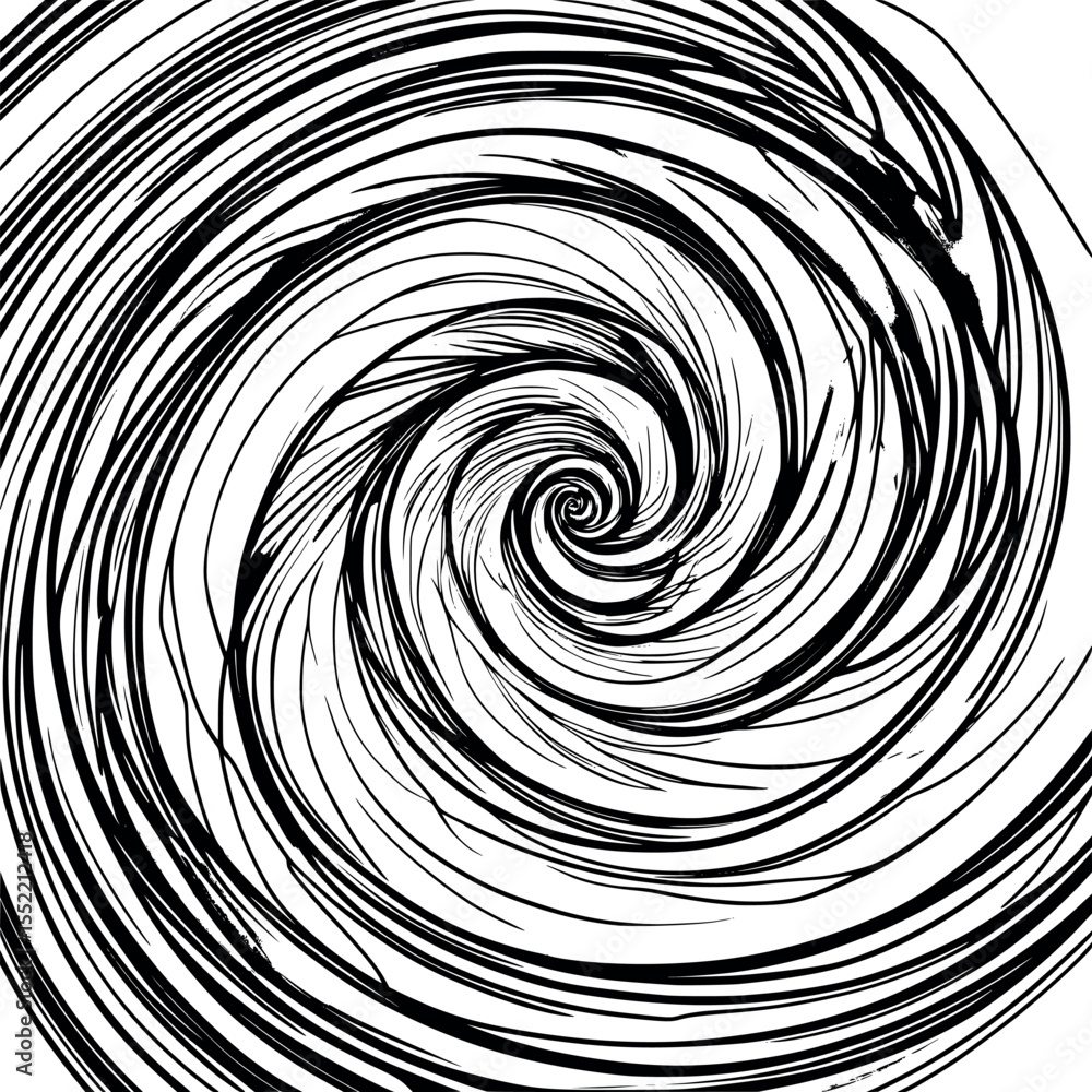 Poster swirling motion outline vector. abstract vortex line art representing dynamic energy.