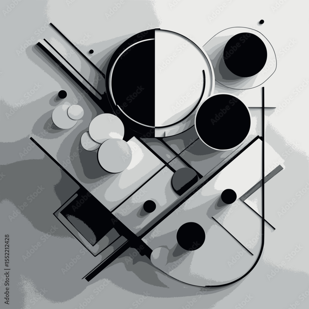 Poster abstract modern outline vector. geometric line art with minimalist dynamic elements.