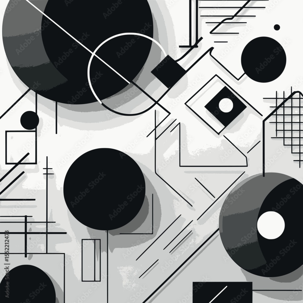 Poster abstract modern outline vector. geometric line art with minimalist dynamic elements.