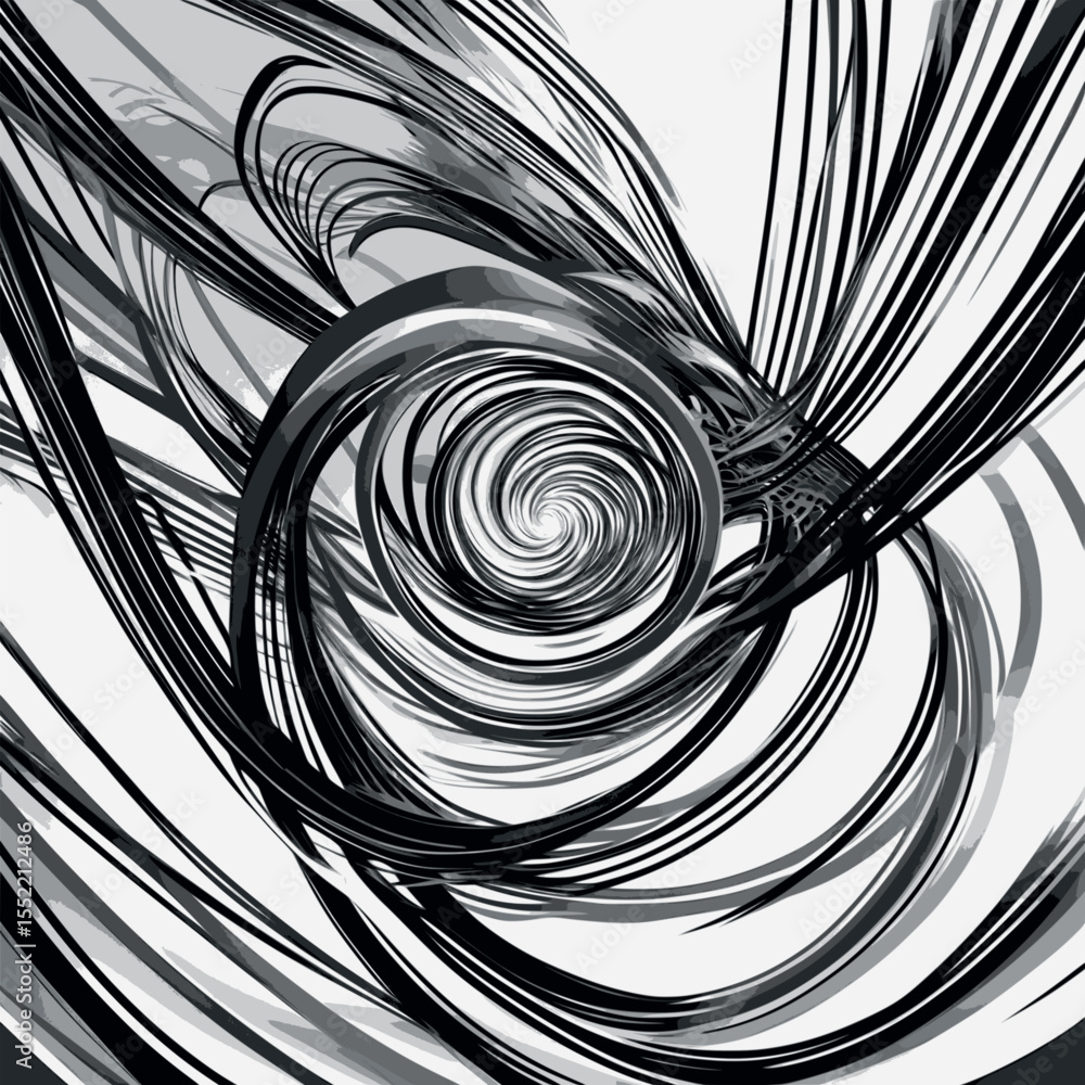 Aufkleber swirling motion outline vector. abstract vortex line art representing dynamic energy.
